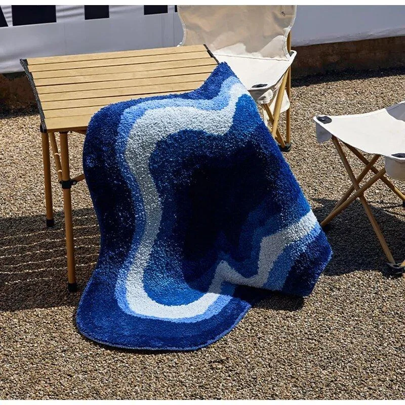 Abstract Shaped Soft Blue Tufted Carpet -  - #tag1#
