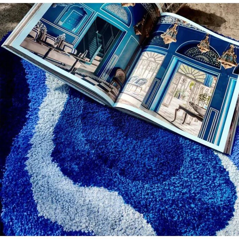 Abstract Shaped Soft Blue Tufted Carpet -  - #tag1#