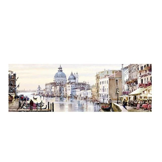 Abstract Venice City of Water Oil Painting on Canvas Resort Boats Buildings Cuadros Posters and Prints Wall Art for Living Room -  - #tag1#