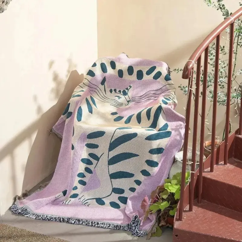 Abstract Woven Tapestry Throw Blanket tag1