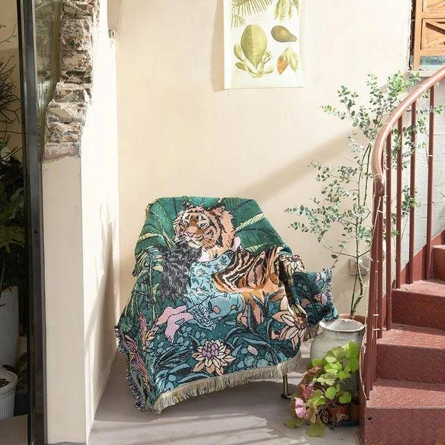 Abstract Woven Tapestry Throw Blanket -  - #tag1#