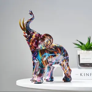 Abstract multicolored elephant statue - a majestic artwork for home decoration