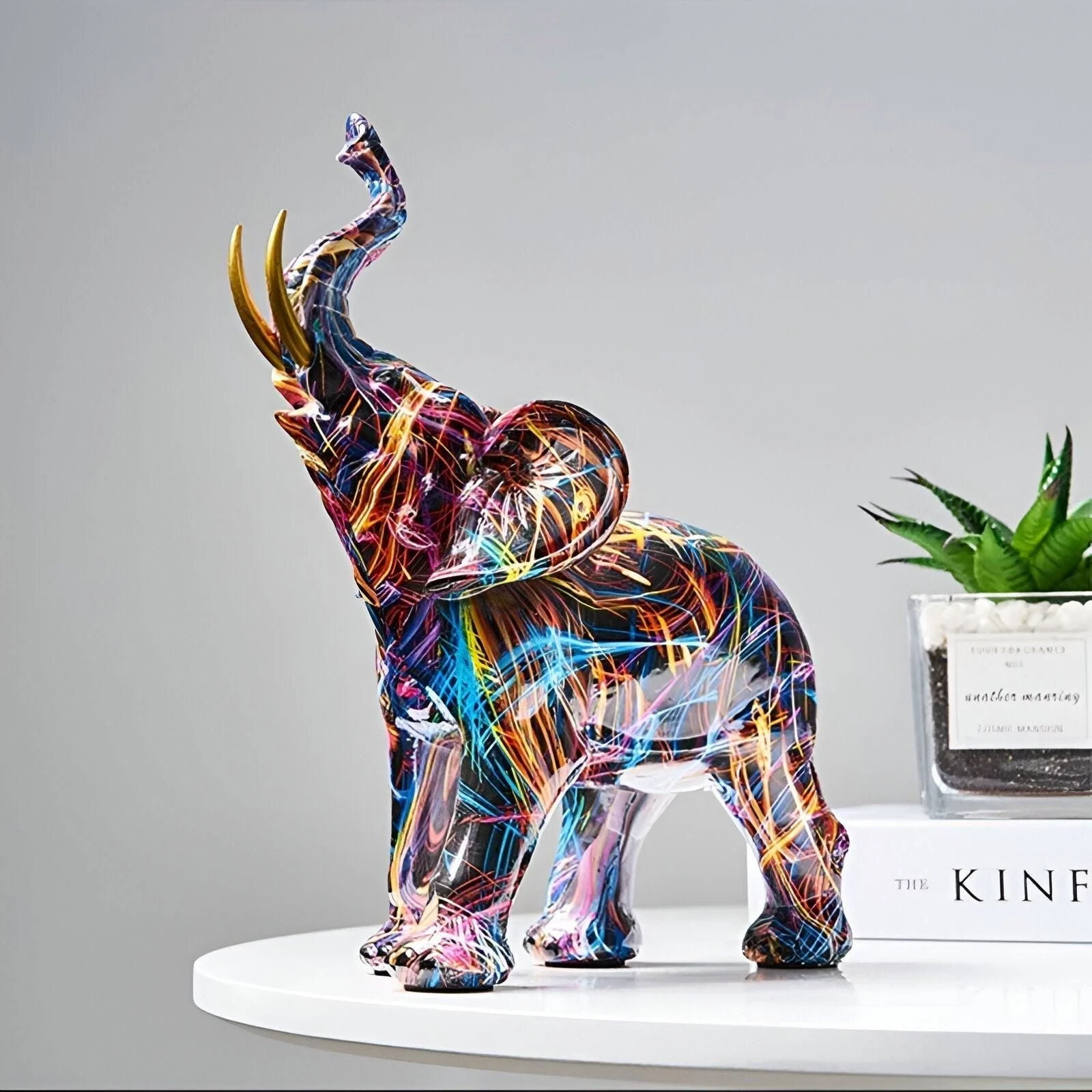 Abstract multicolored elephant statue - a majestic artwork for home decoration -  - #tag1#