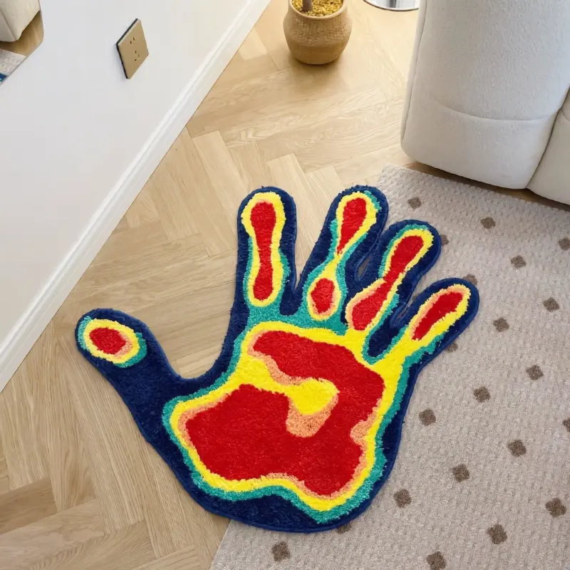 Acid Palm Plush Soft Rug tag1