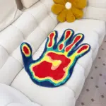 Acid Palm Plush Soft Rug tag1