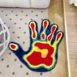 Acid Palm Plush Soft Rug tag1