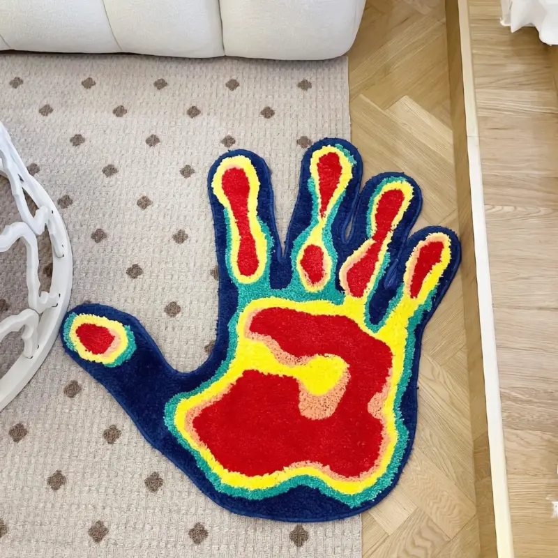 Acid Palm Plush Soft Rug tag1