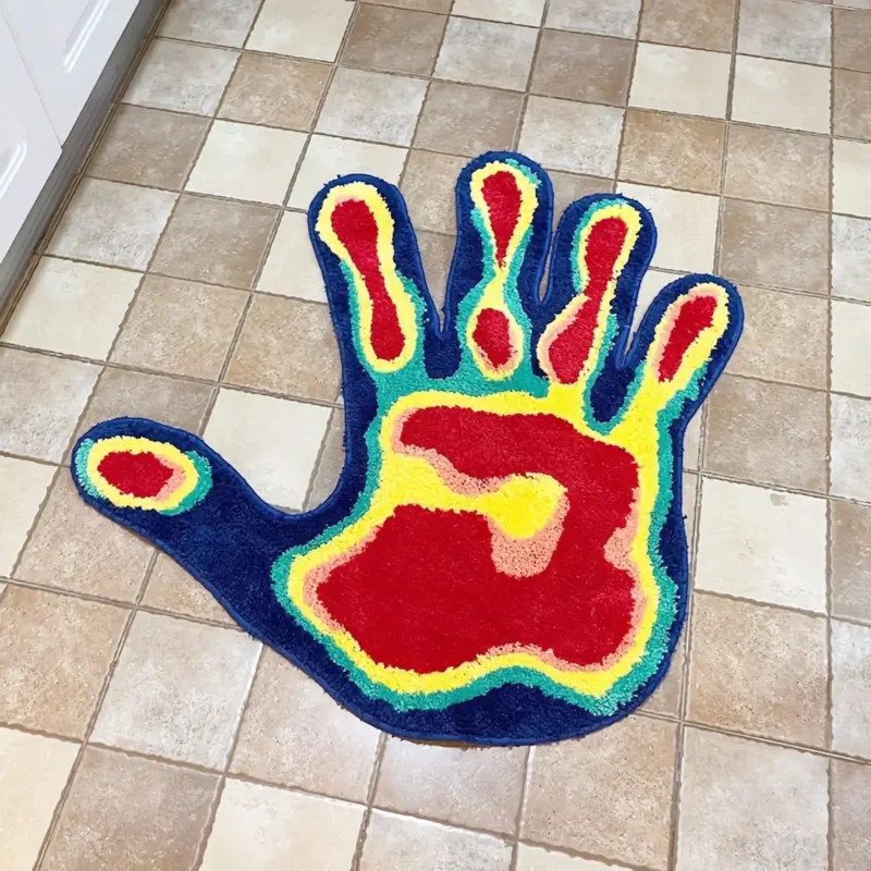 Acid Palm Plush Soft Rug tag1