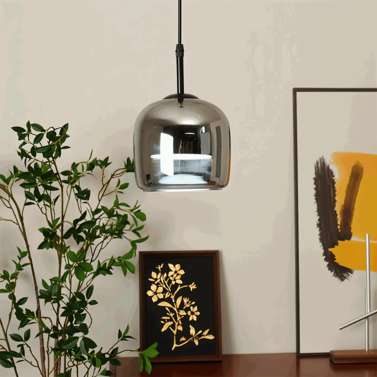 Acro Pendant Light - Black Gray Droplight - Indoor Glass Hanging Lamp -  - #tag1#