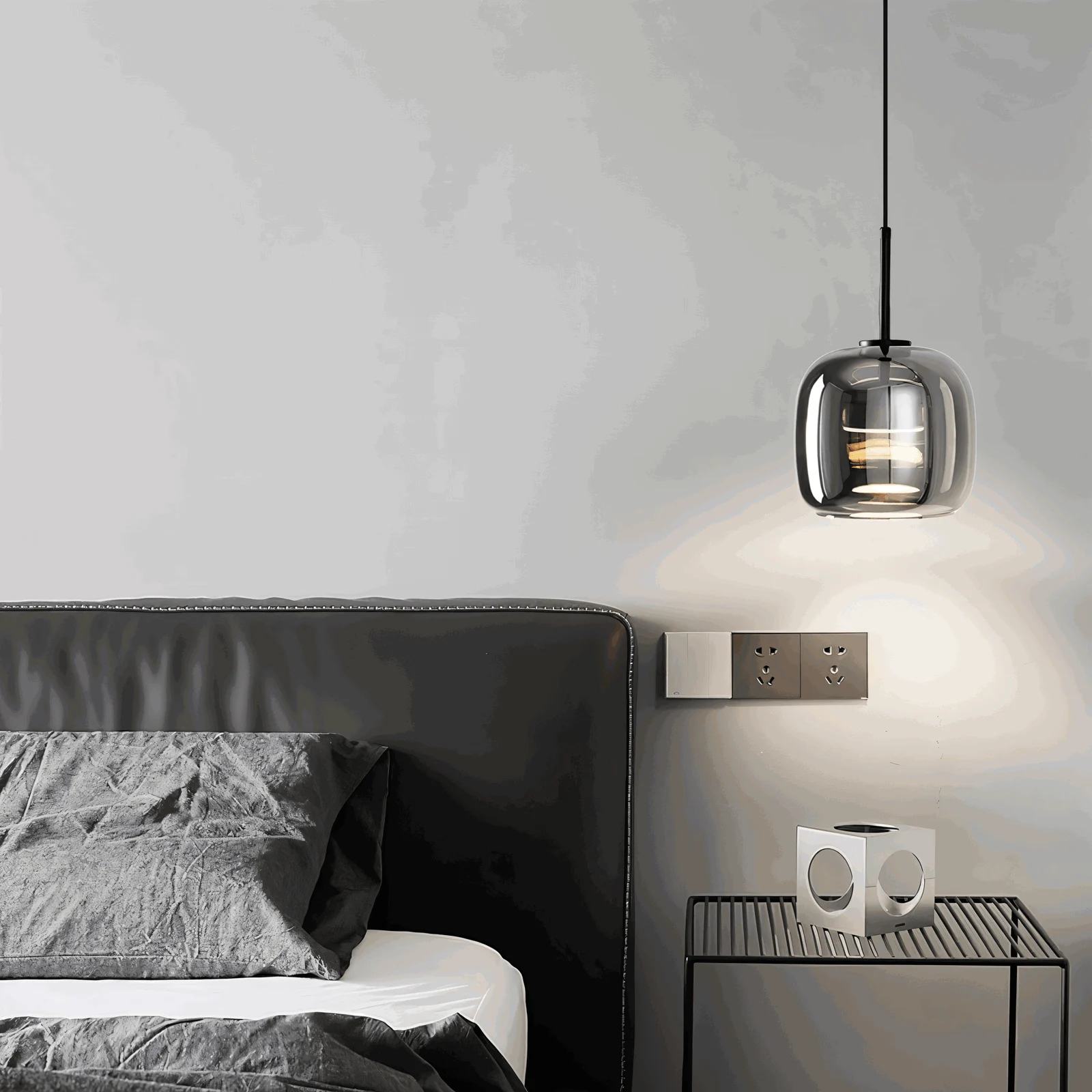 Acro Pendant Light - Black Gray Droplight - Indoor Glass Hanging Lamp -  - #tag1#