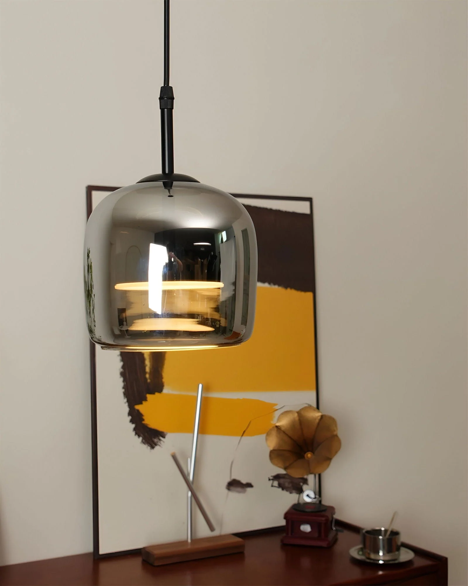 Acro Pendant Light - Black Gray Droplight - Indoor Glass Hanging Lamp -  - #tag1#