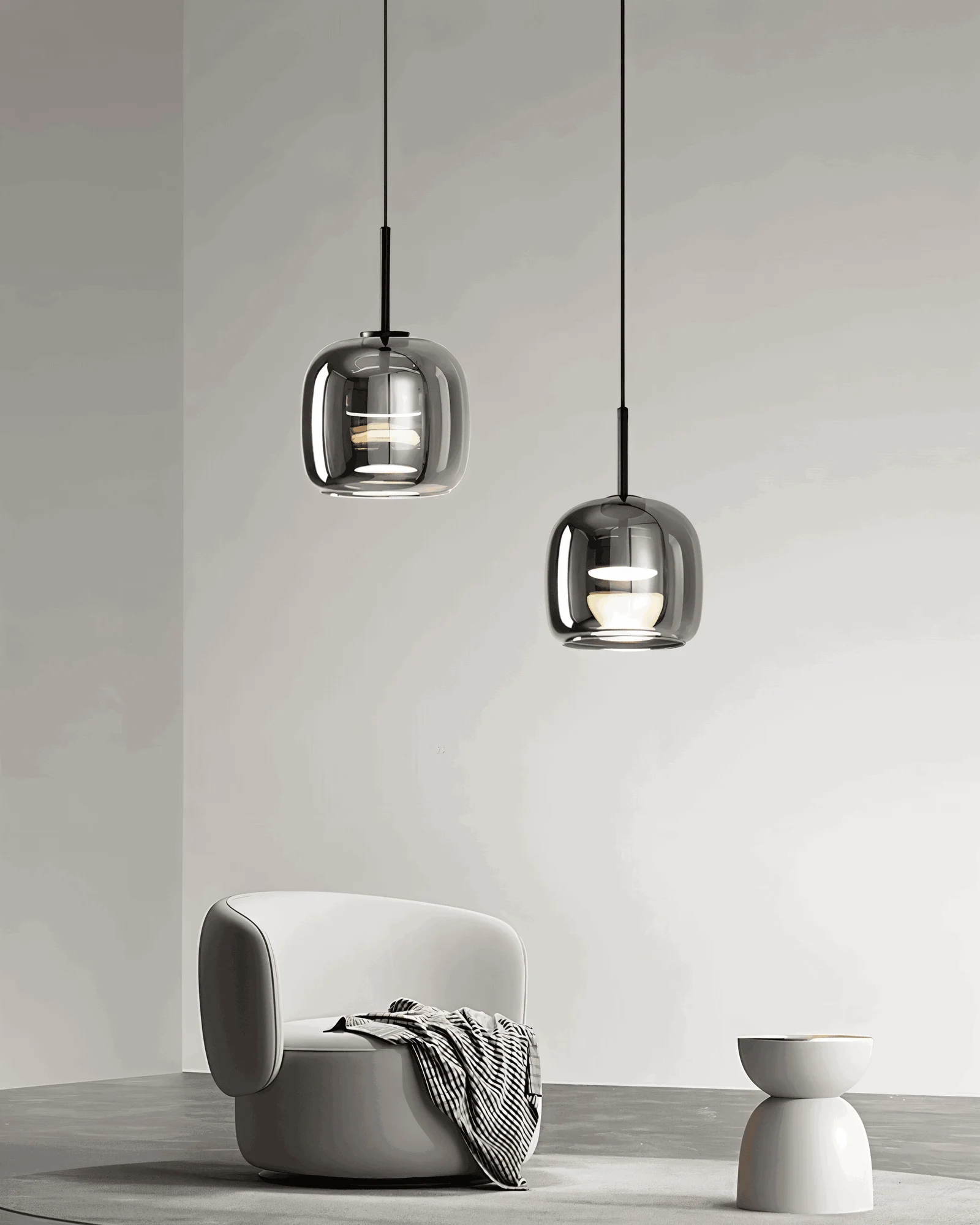 Acro Pendant Light - Black Gray Droplight - Indoor Glass Hanging Lamp -  - #tag1#
