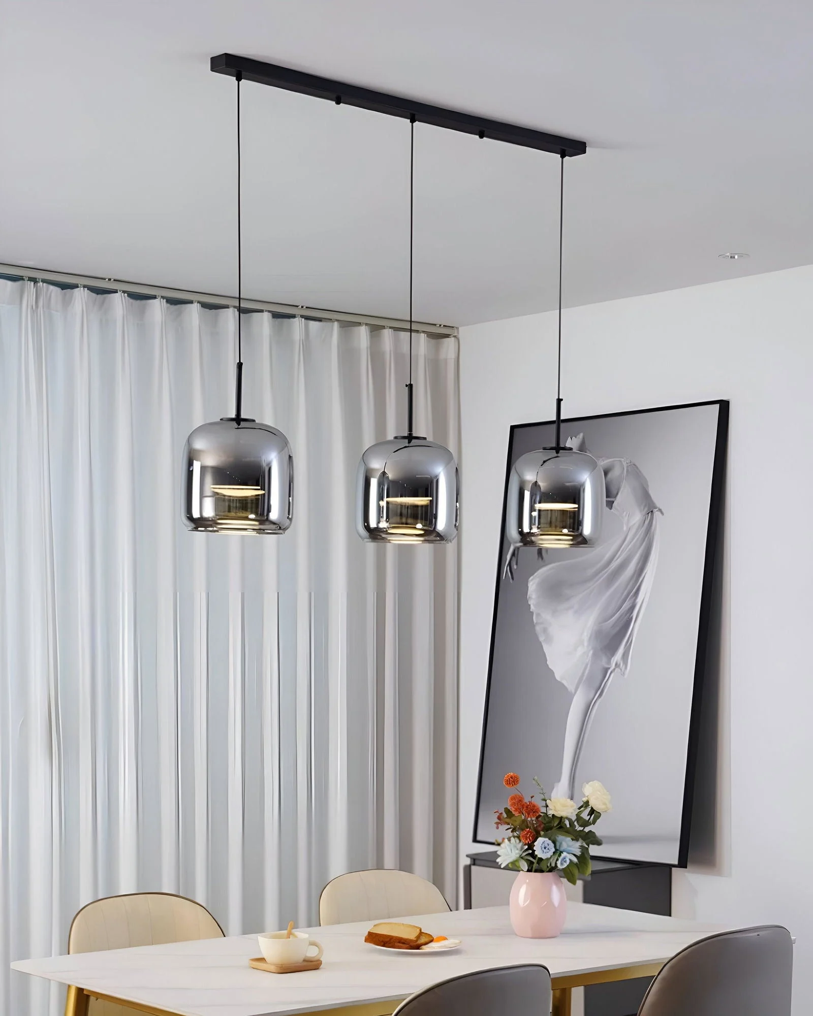 Acro Pendant Light - Black Gray Droplight - Indoor Glass Hanging Lamp -  - #tag1#
