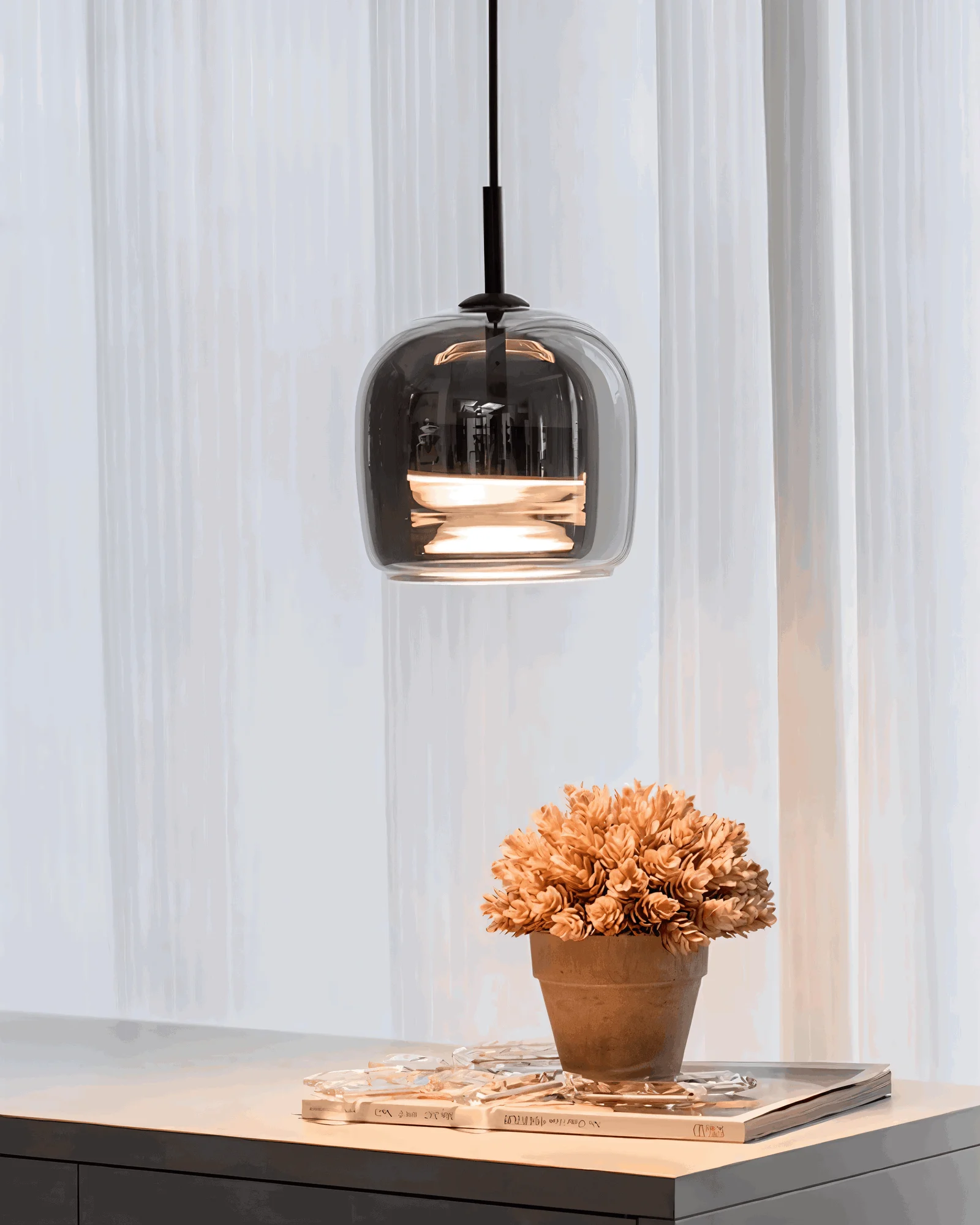 Acro Pendant Light - Black Gray Droplight - Indoor Glass Hanging Lamp -  - #tag1#