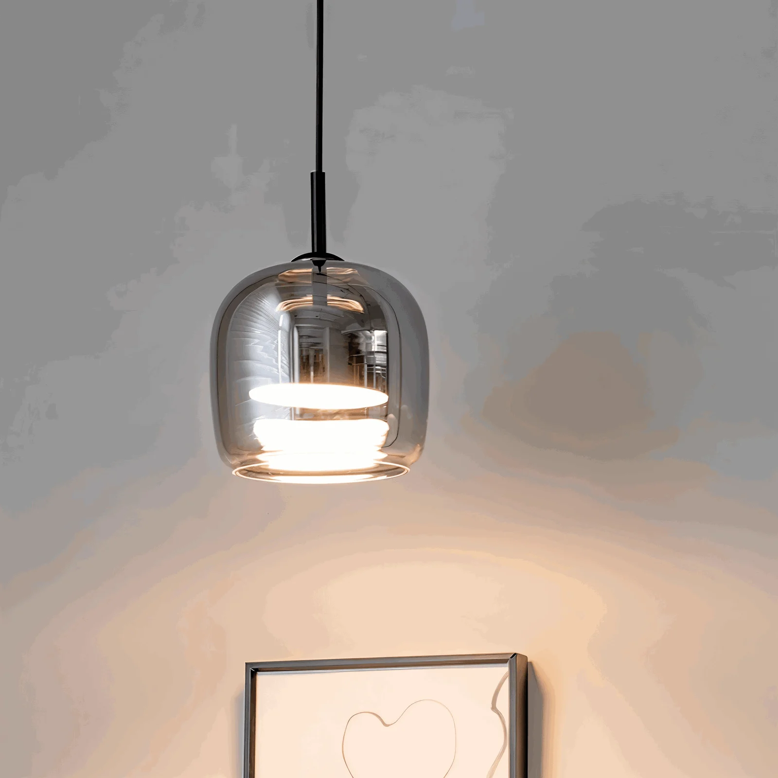 Acro Pendant Light - Black Gray Droplight - Indoor Glass Hanging Lamp -  - #tag1#