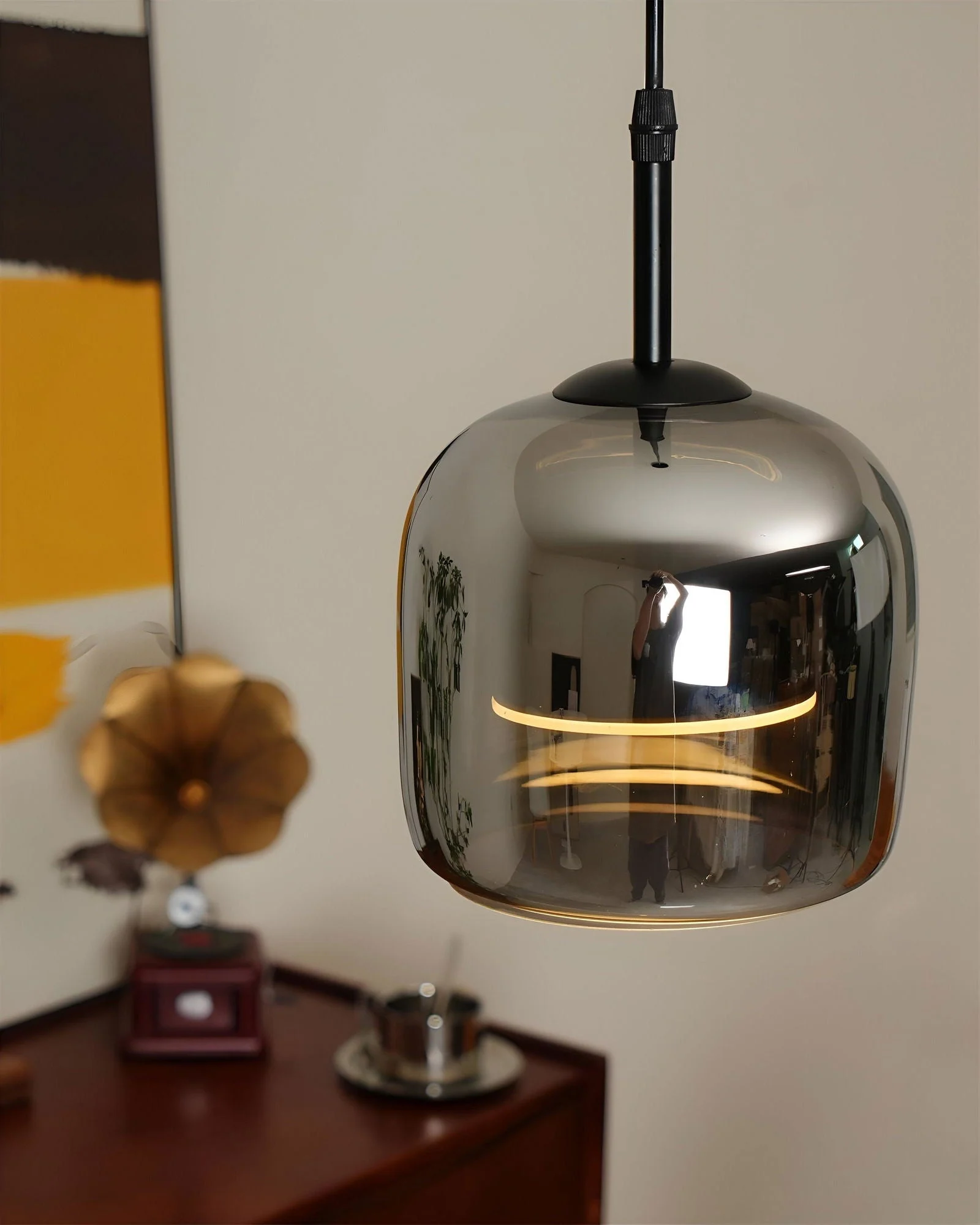 Acro Pendant Light - Black Gray Droplight - Indoor Glass Hanging Lamp -  - #tag1#