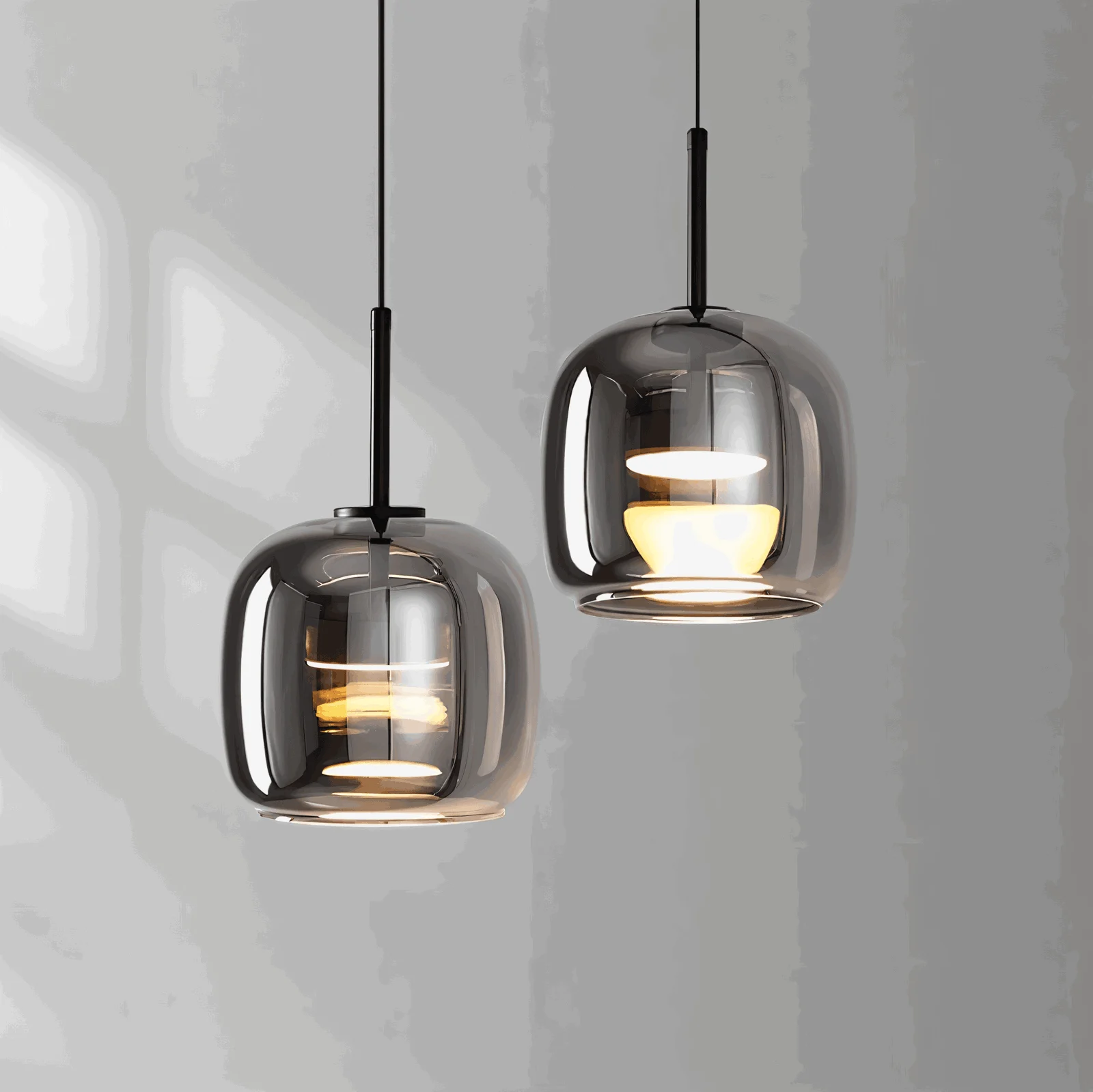 Acro Pendant Light - Black Gray Droplight - Indoor Glass Hanging Lamp -  - #tag1#
