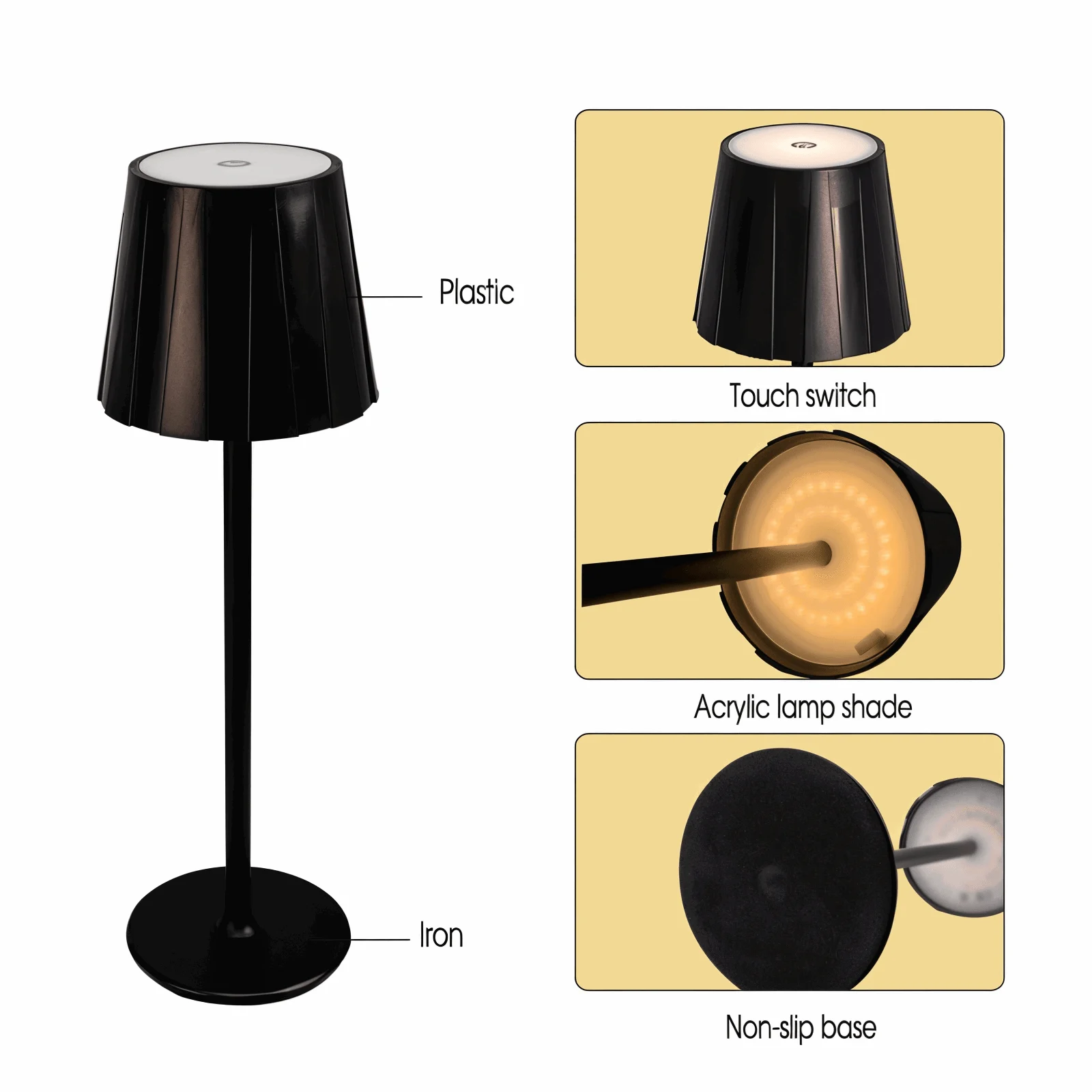 AcrylLume - Wireless LED Table Lamp with Pleated Inspiration -  - #tag1#
