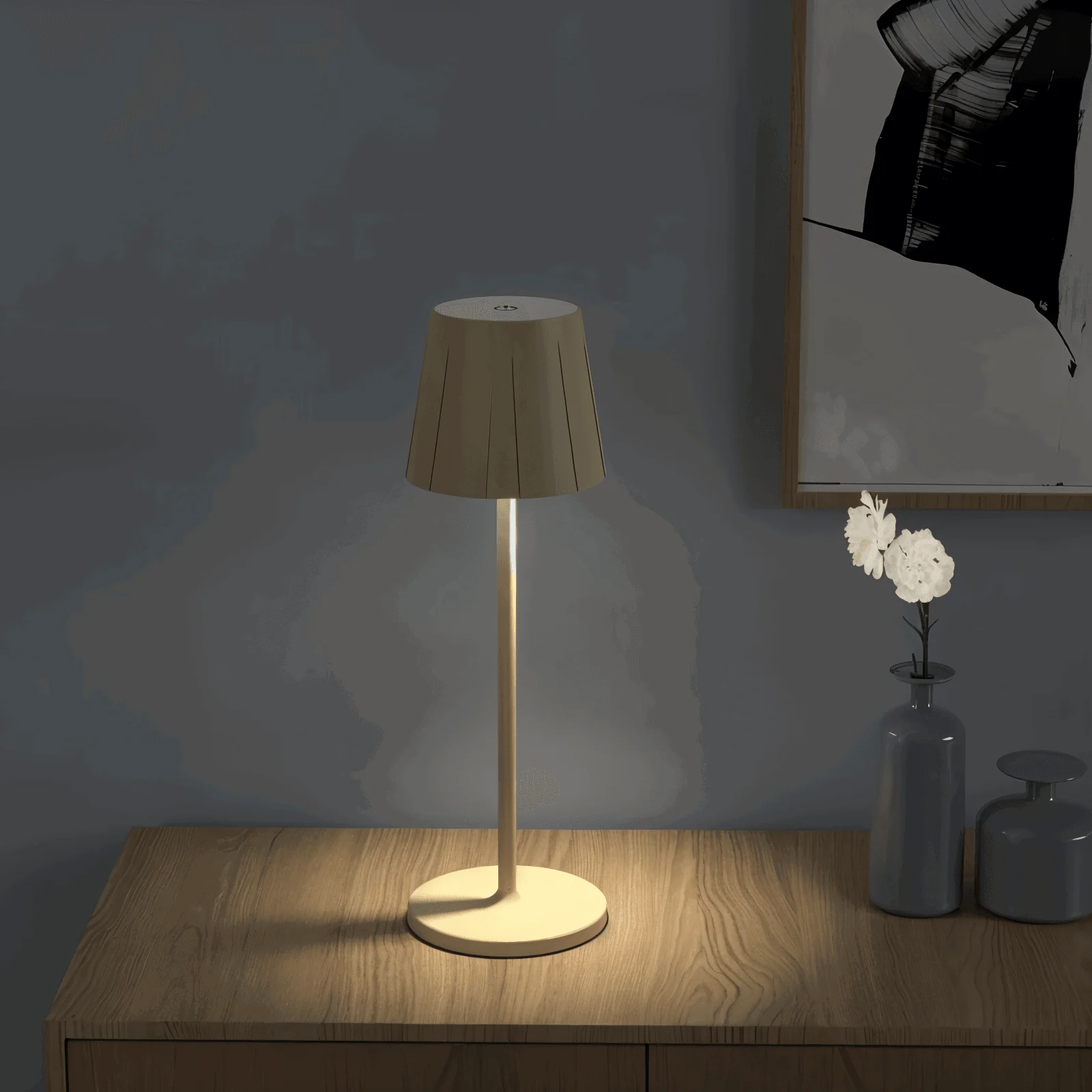 AcrylLume - Wireless LED Table Lamp with Pleated Inspiration -  - #tag1#