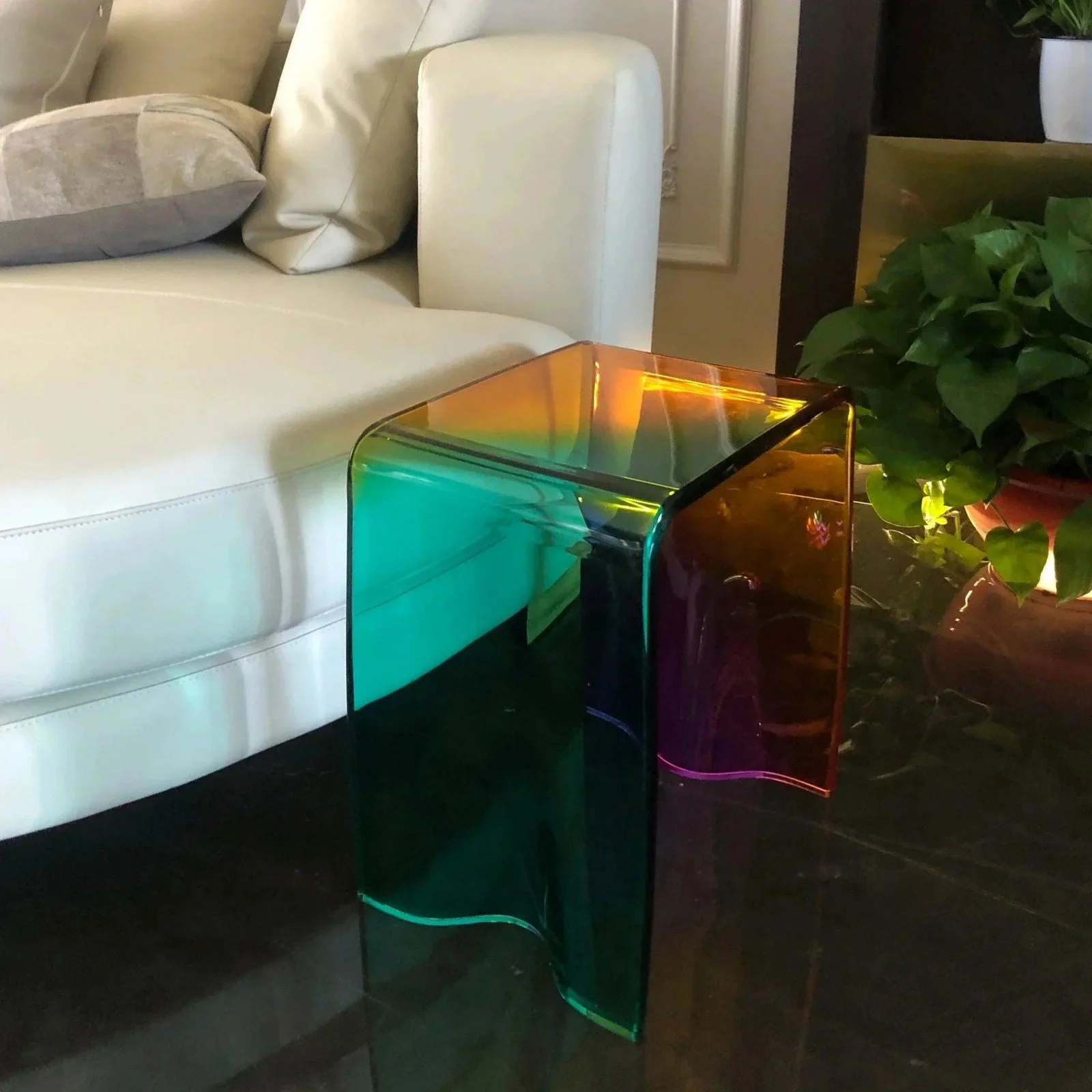 Acrylic Aurora Coloured Side Table -  - #tag1#