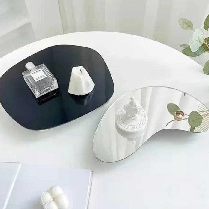 Acrylic Irregular Black Mirror Decorative Tray -