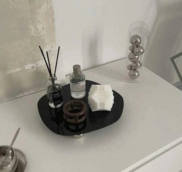 Acrylic Irregular Black Mirror Decorative Tray -