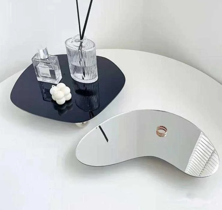 Acrylic Irregular Black Mirror Decorative Tray -