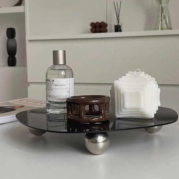 Acrylic Irregular Black Mirror Decorative Tray -