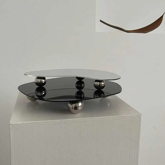 Acrylic Irregular Black Mirror Decorative Tray -