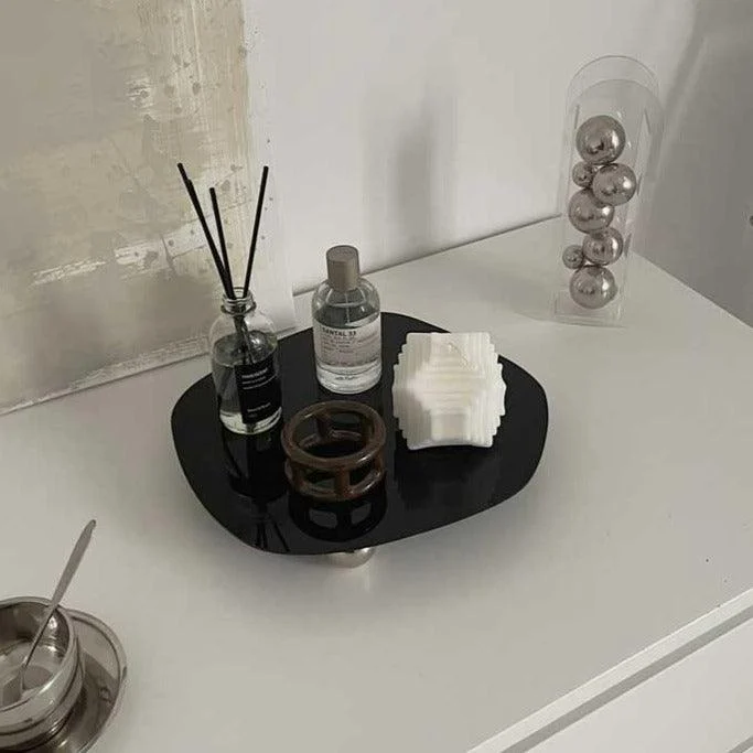 Acrylic Irregular Black Mirror Decorative Tray -