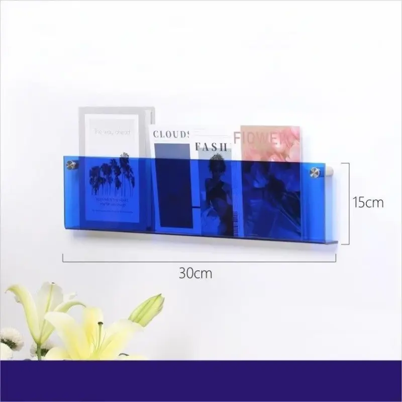 Acrylic Wall Mounted Floating Magazine Holder tag1