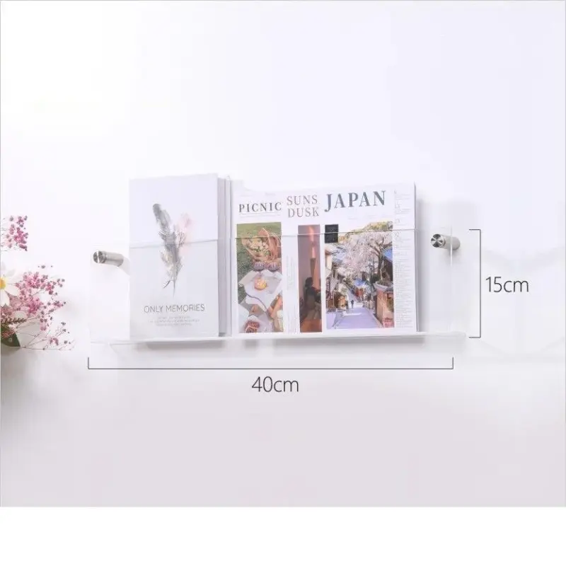 Acrylic Wall Mounted Floating Magazine Holder tag1