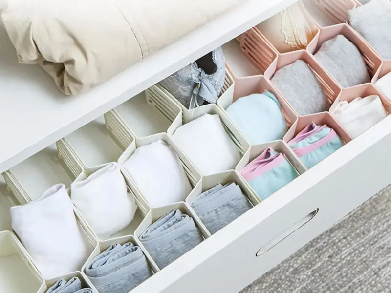 Adjustable Honeycomb Nesting Socks Tie And Stockings Underwear Organizer tag1