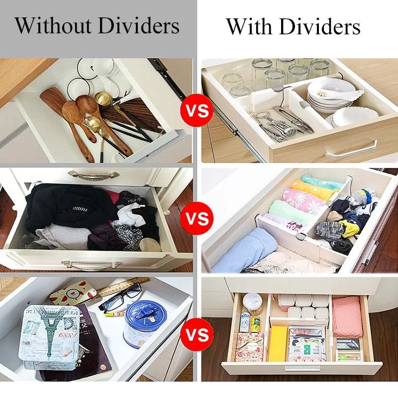 Adjustable Storage Drawers Divider Retractable Plastic Drawer Partition Holder -  - #tag1#