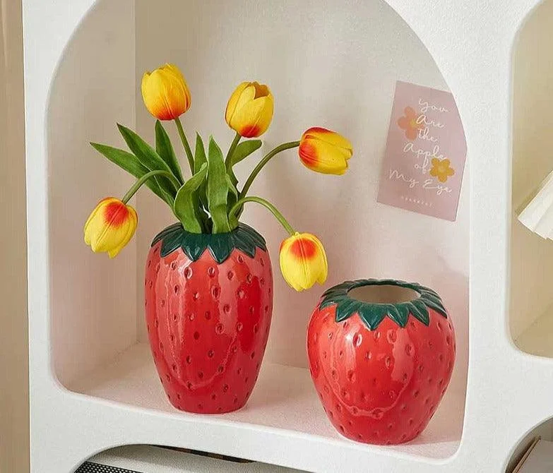 Aesthetic Bando Strawberry Vase -