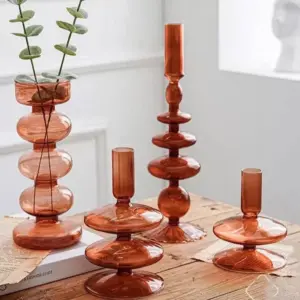 Aesthetic Brown Wavy Candle Holders - 
