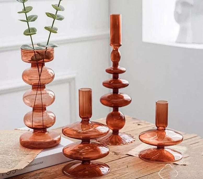 Aesthetic Brown Wavy Candle Holders -