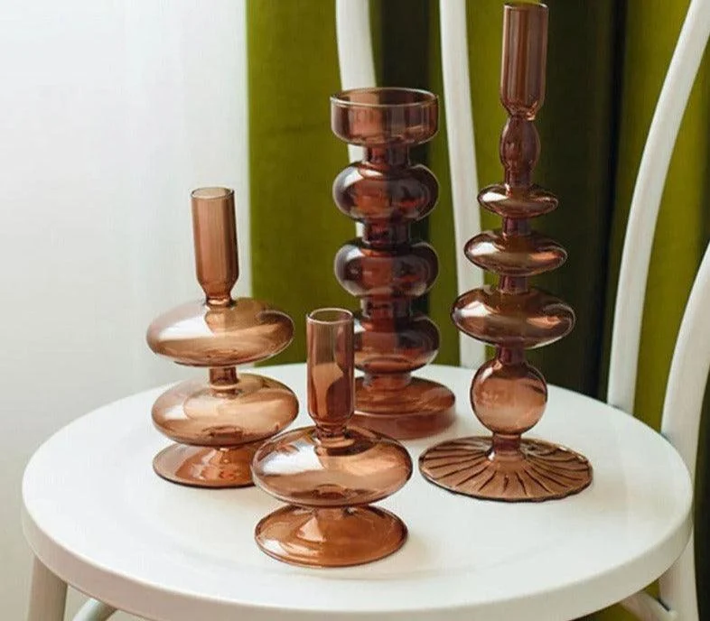 Aesthetic Brown Wavy Candle Holders -