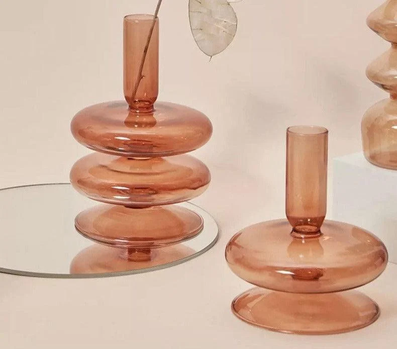 Aesthetic Brown Wavy Candle Holders -