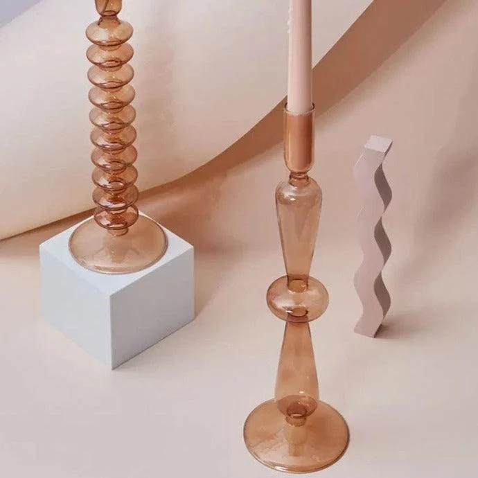 Aesthetic Brown Wavy Candle Holders -