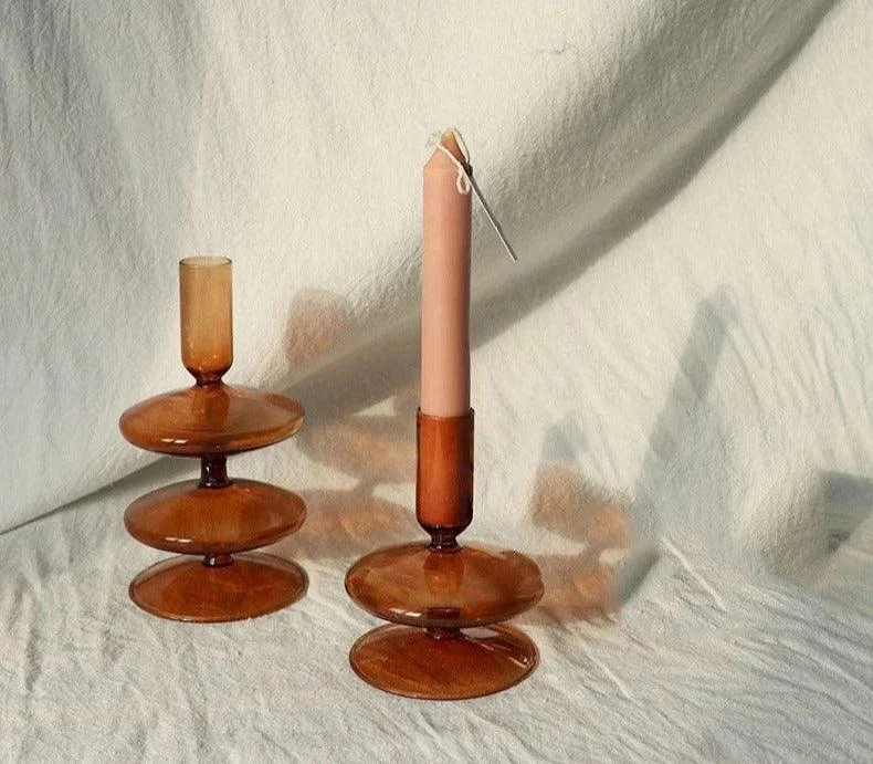 Aesthetic Brown Wavy Candle Holders -