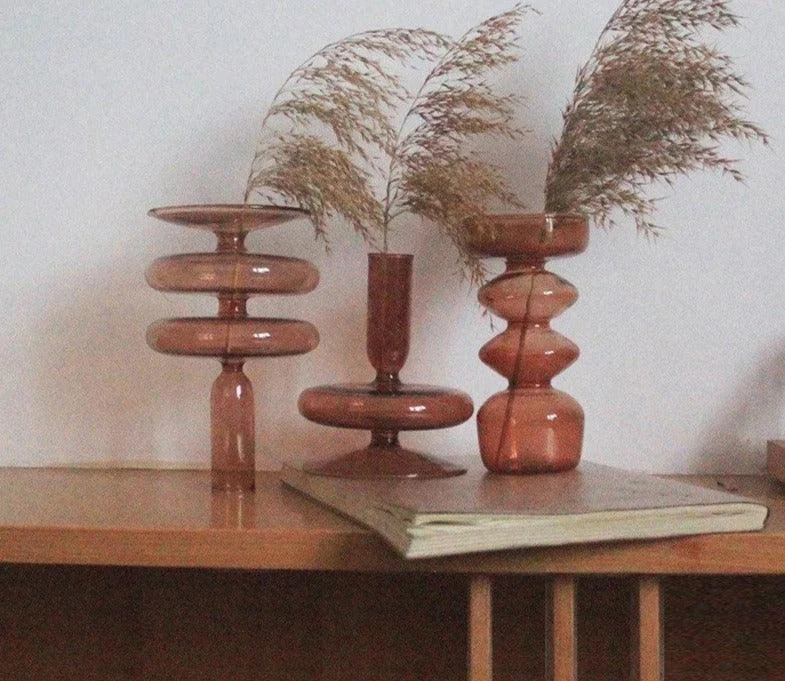 Aesthetic Brown Wavy Candle Holders -