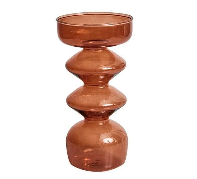 Aesthetic Brown Wavy Candle Holders -