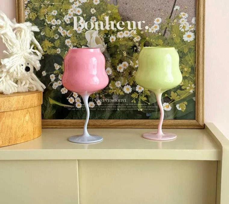 Aesthetic Candy Colored Wine Glass Cup -