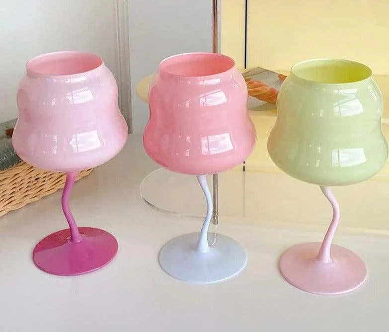 Aesthetic Candy Colored Wine Glass Cup -