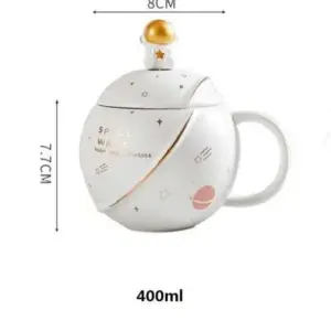 Aesthetic Ceramic Astronaut Galaxy Mug with Lid - 