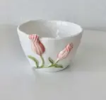 Aesthetic Ceramic Embossed Tulip Mug Plates