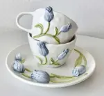 Aesthetic Ceramic Embossed Tulip Mug Plates
