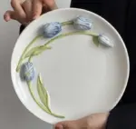 Aesthetic Ceramic Embossed Tulip Mug Plates