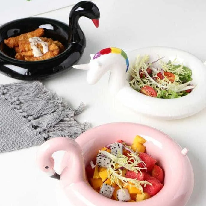 Aesthetic Ceramic Flamingo Swan Unicorn Bowl Dessert Plate -